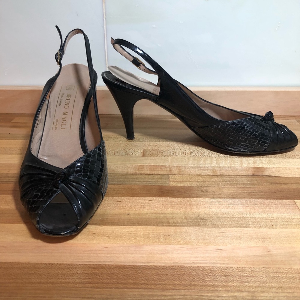 Bruno Magli Italian Leather Slingback Peep Toes